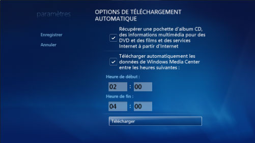 Télécharger les données de Windows Media Center