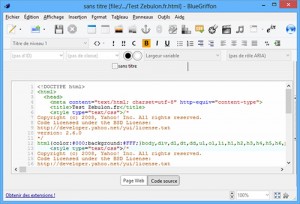 Blue Griffon  un éditeur HTML 5 et CSS 3 gratuit