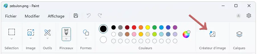 icône Créateur d'image dans la barre outils Paint