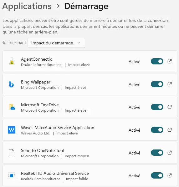 Applications qui se lancent à la connexion